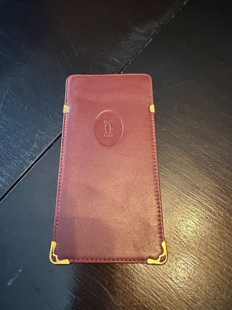 Cartier Burgundy Leather Glasses Sleeve With Gold Corners